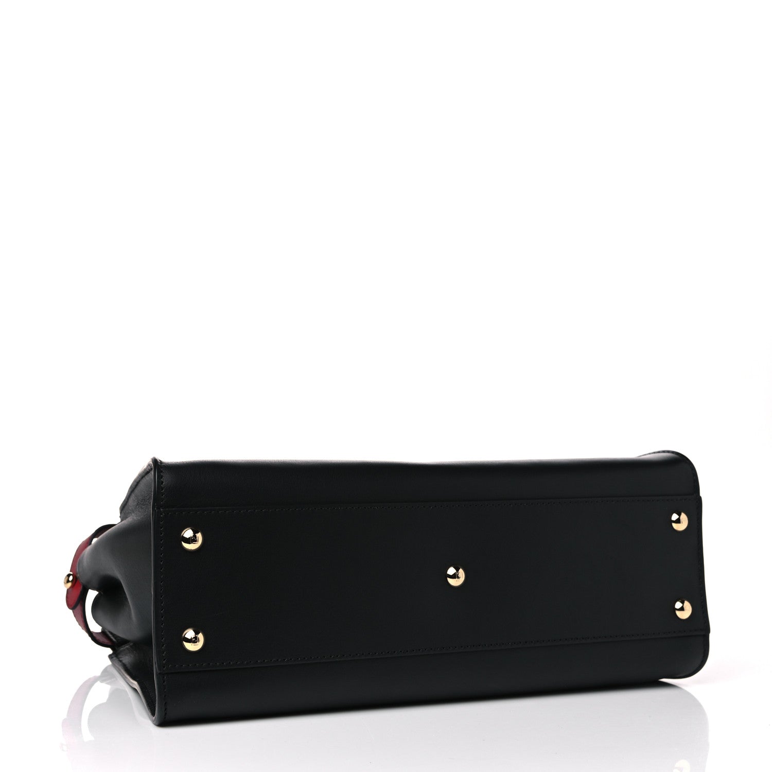 Fendi Vitello Seta Century Nappa Medium Peekaboo Iconic Defender Satchel Black Fragola Maya 6 of 9