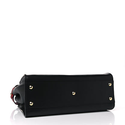 Fendi Vitello Seta Century Nappa Medium Peekaboo Iconic Defender Satchel Black Fragola Maya 6 of 9