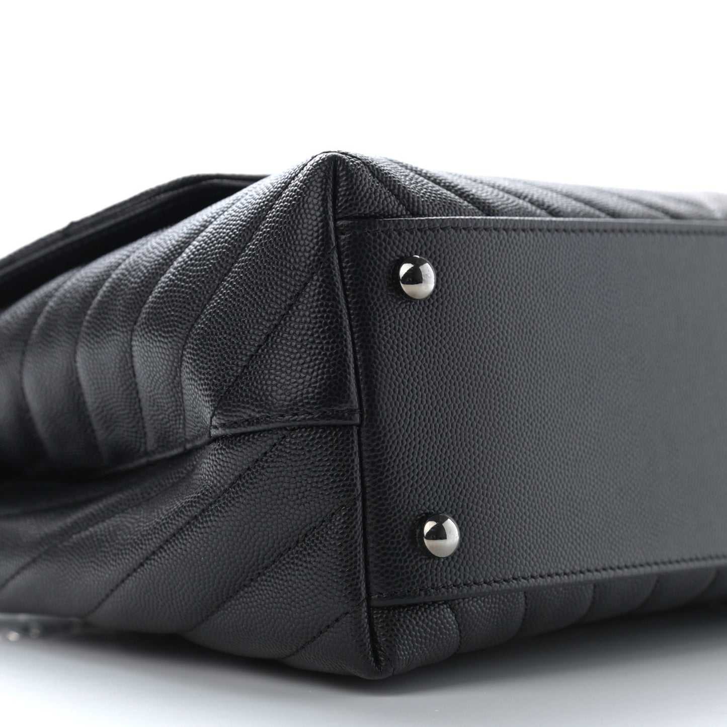 Caviar Chevron Quilted Small Coco Handle Flap Black