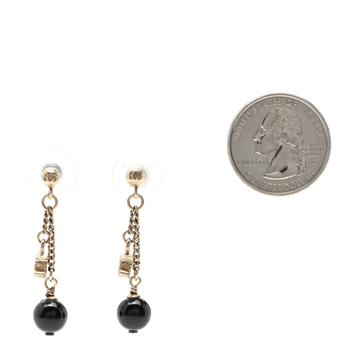 Resin CC Bead Drop Earrings Gold Black