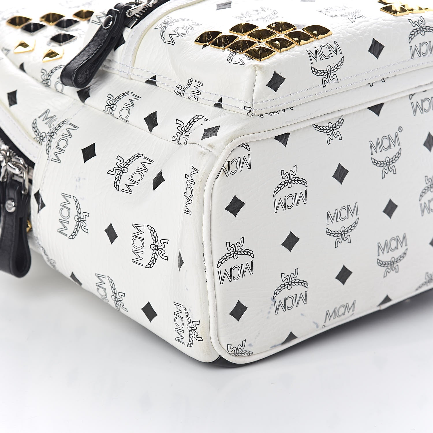 MCM Visetos Studded Small Stark M Backpack White 8 of 9