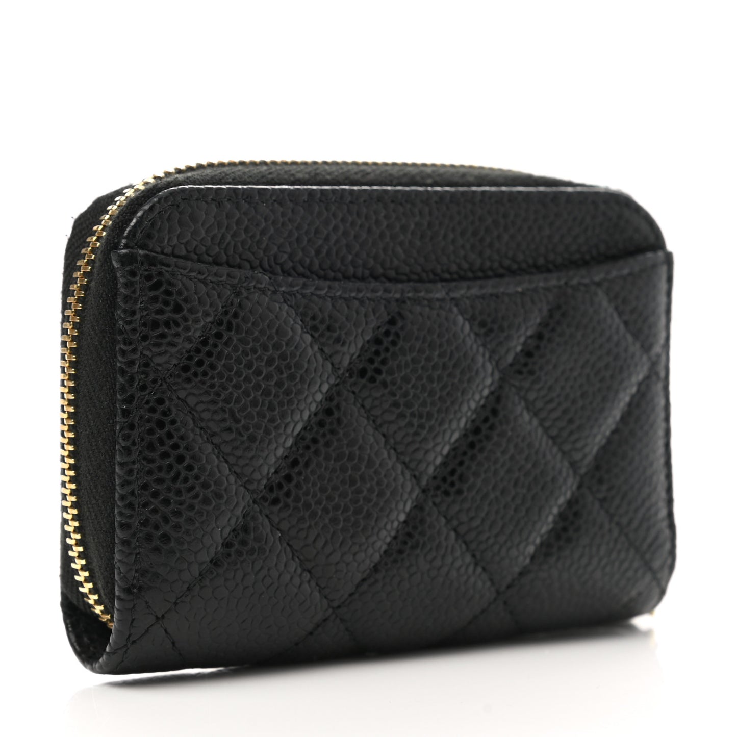 Caviar Quilted Classic Zipped Coin Purse Black