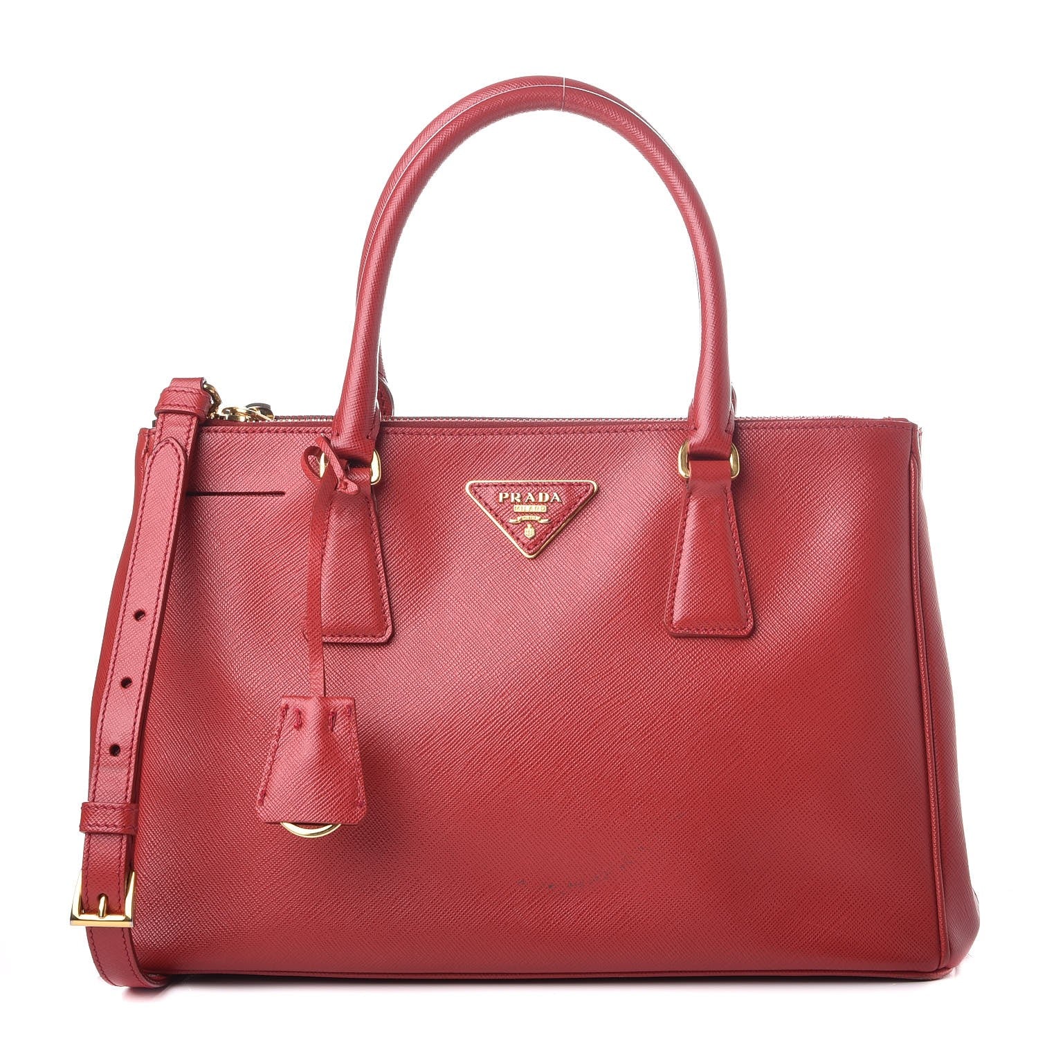 Prada Saffiano Small Galleria Double Zip Tote Fuoco 1 of 14