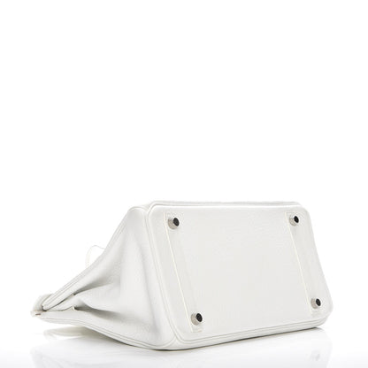 Hermes Taurillon Clemence Birkin 30 White 6 of 30