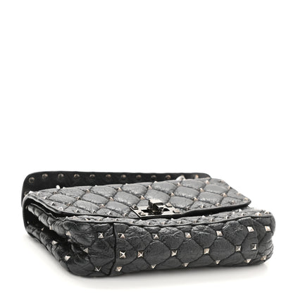 Valentino Garavani Craquele Nappa Small Rockstud Spike Shoulder Bag Black 3 of 12