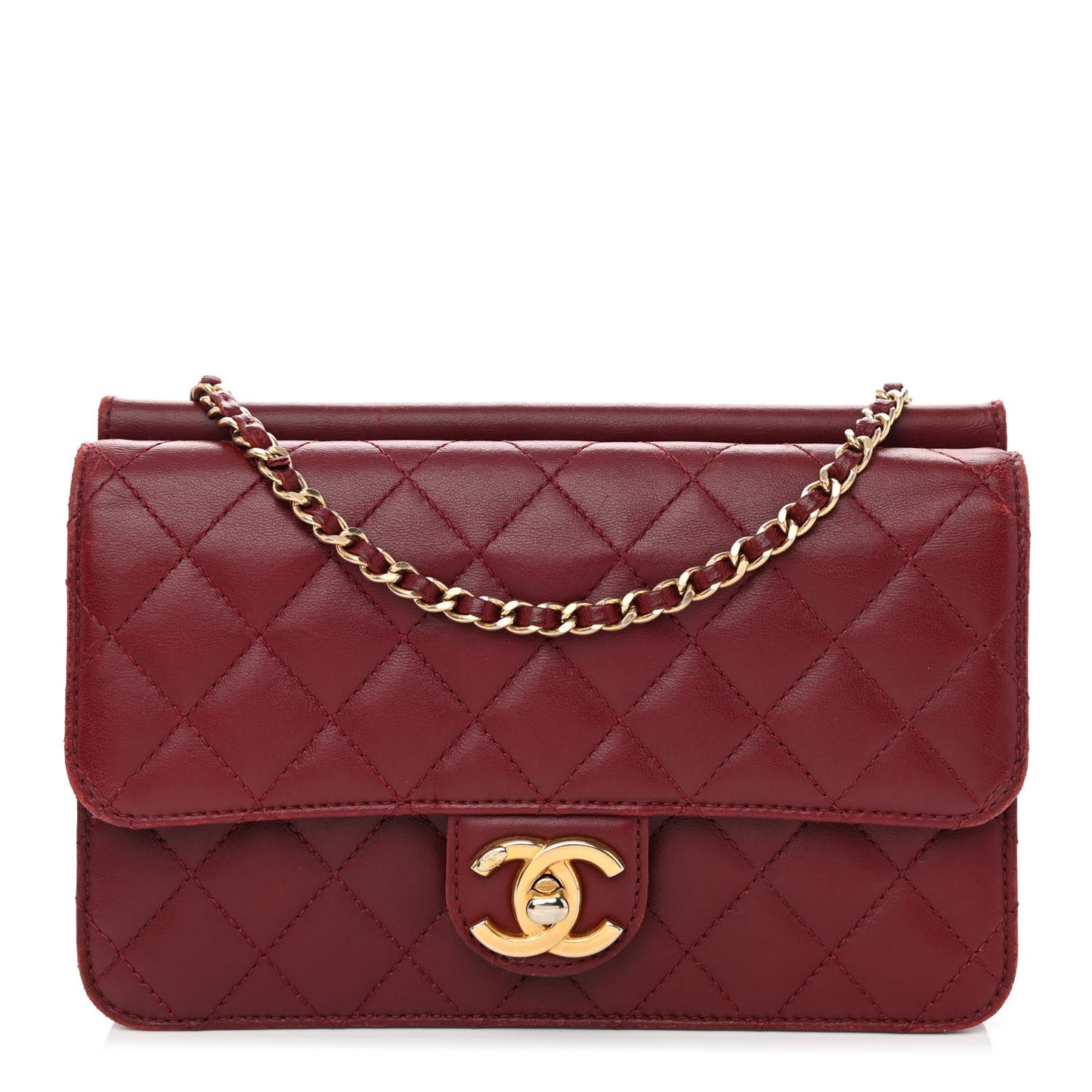 Lambskin Quilted Medium Crossing Times Flap Red