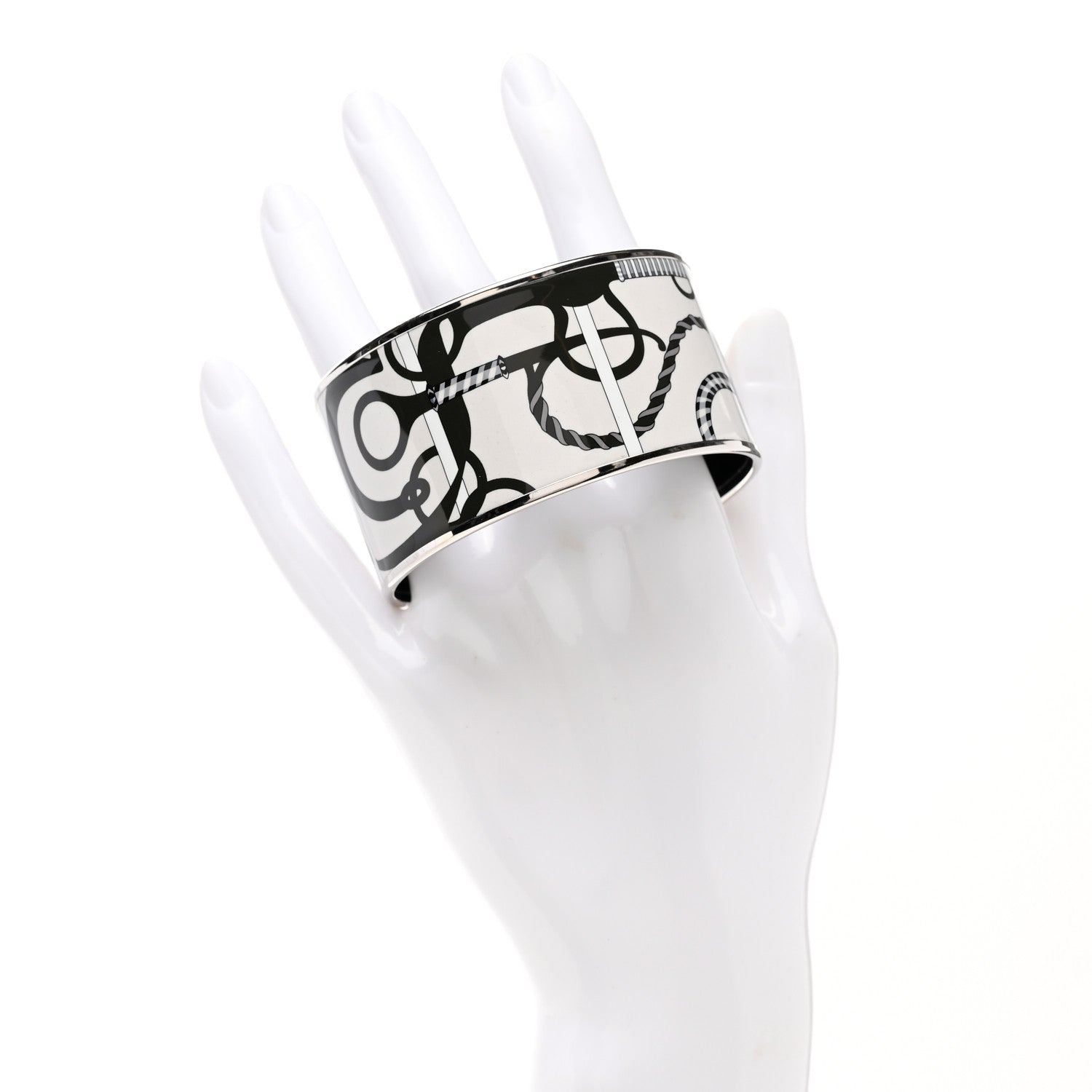 Hermes Enamel Printed Extra Wide Bracelet 70 Black 2 of 5