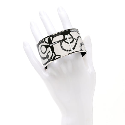 Hermes Enamel Printed Extra Wide Bracelet 70 Black 2 of 5