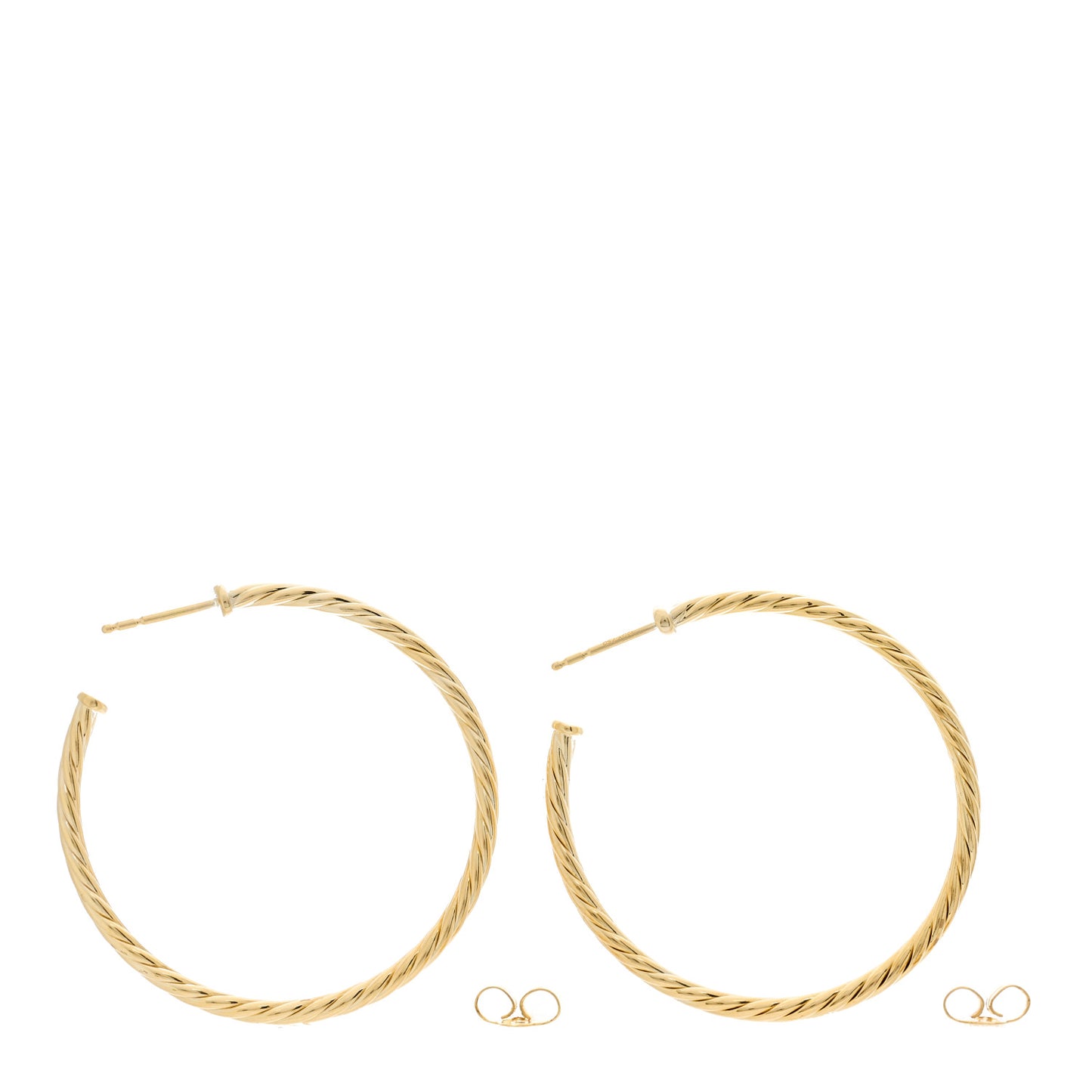 18K Yellow Gold Medium Cablespira Hoop Earrings