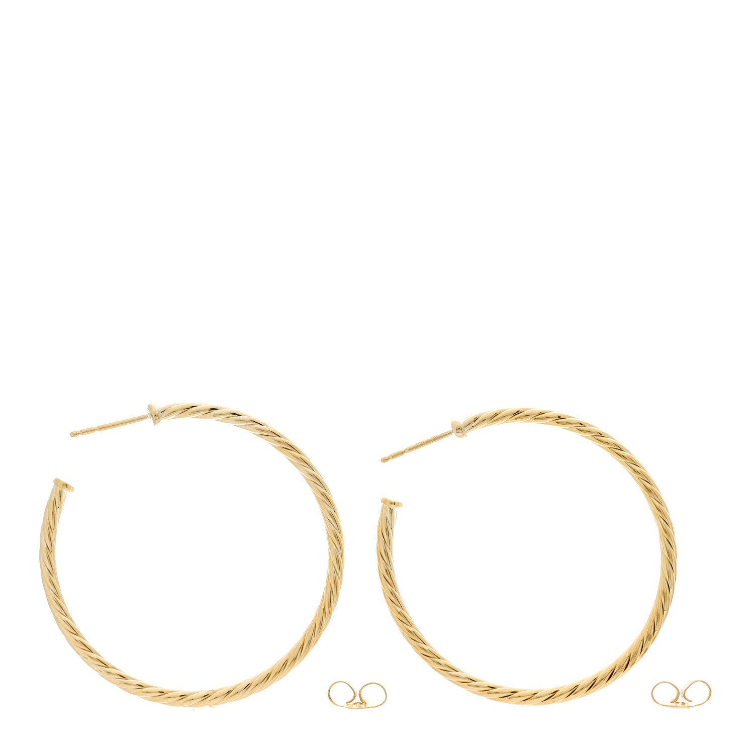 David Yurman 18K Yellow Gold Medium Cablespira Hoop Earrings 3 of 6