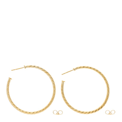 David Yurman 18K Yellow Gold Medium Cablespira Hoop Earrings 3 of 6