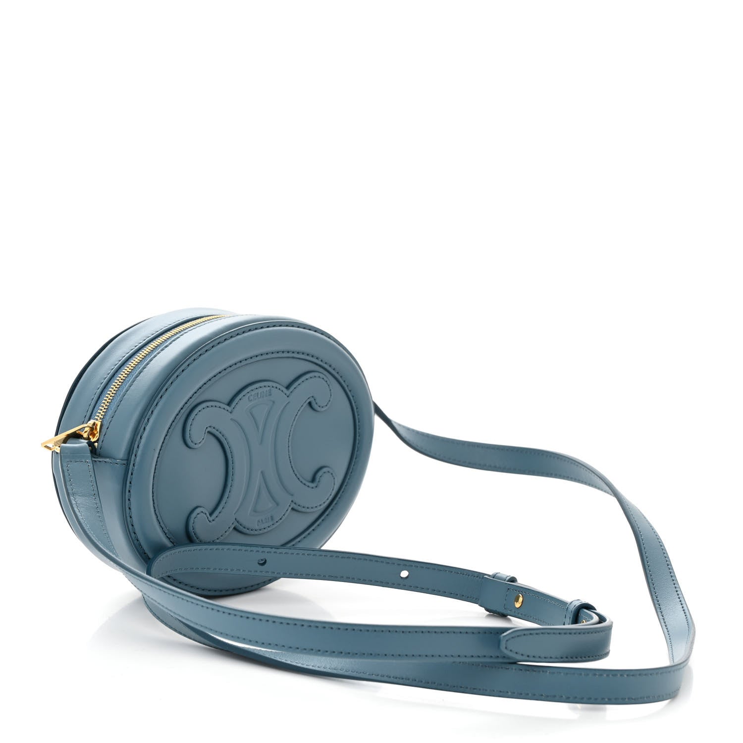 Celine Smooth Calfskin Cuir Triomphe Oval Bag Denim 3 of 11