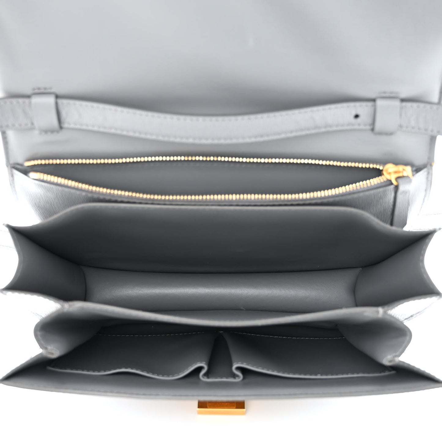 Liege Calfskin Medium Classic Box Flap Bag Medium Grey