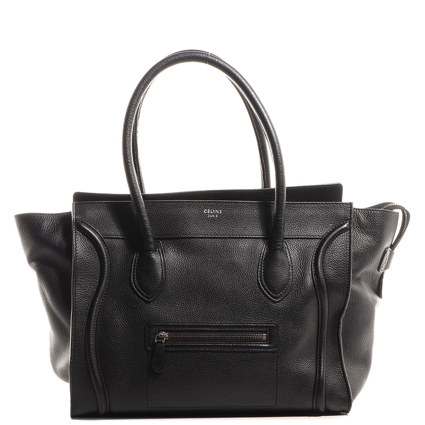 Drummed Leather Shoulder Luggage Black