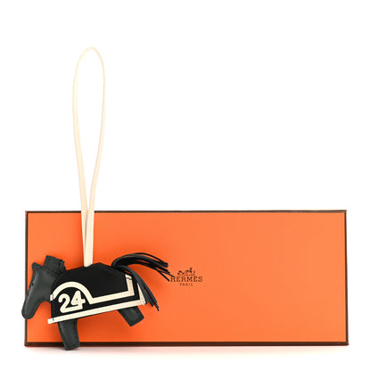 Hermes Milo Lambskin Grigri Rodeo Robeo 24 Bag Charm PM Vert Mangrove Black Craie 4 of 4