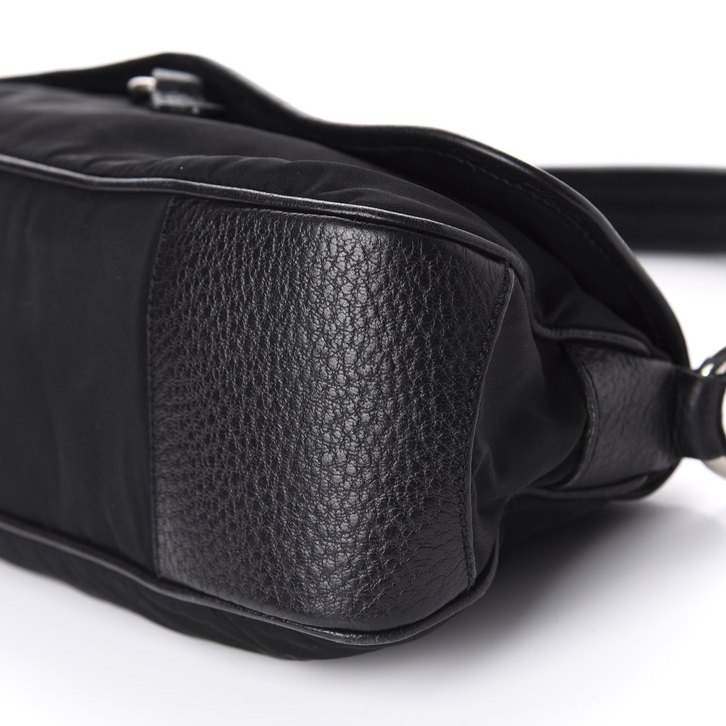 Nylon Vitello Daino Shoulder Bag Black