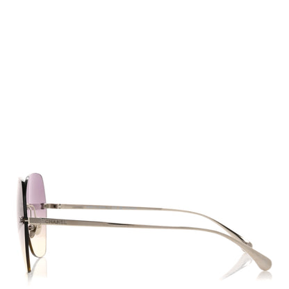 Chanel Titanium Polarized Rimless Square Sunglasses 4271-T Gold Pink 3 of 7