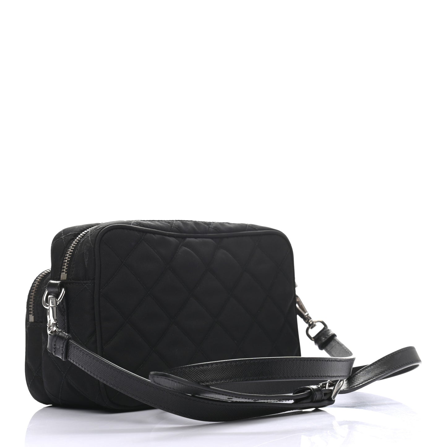 Nylon Tessuto Impuntu Quilted Crossbody Bag Black