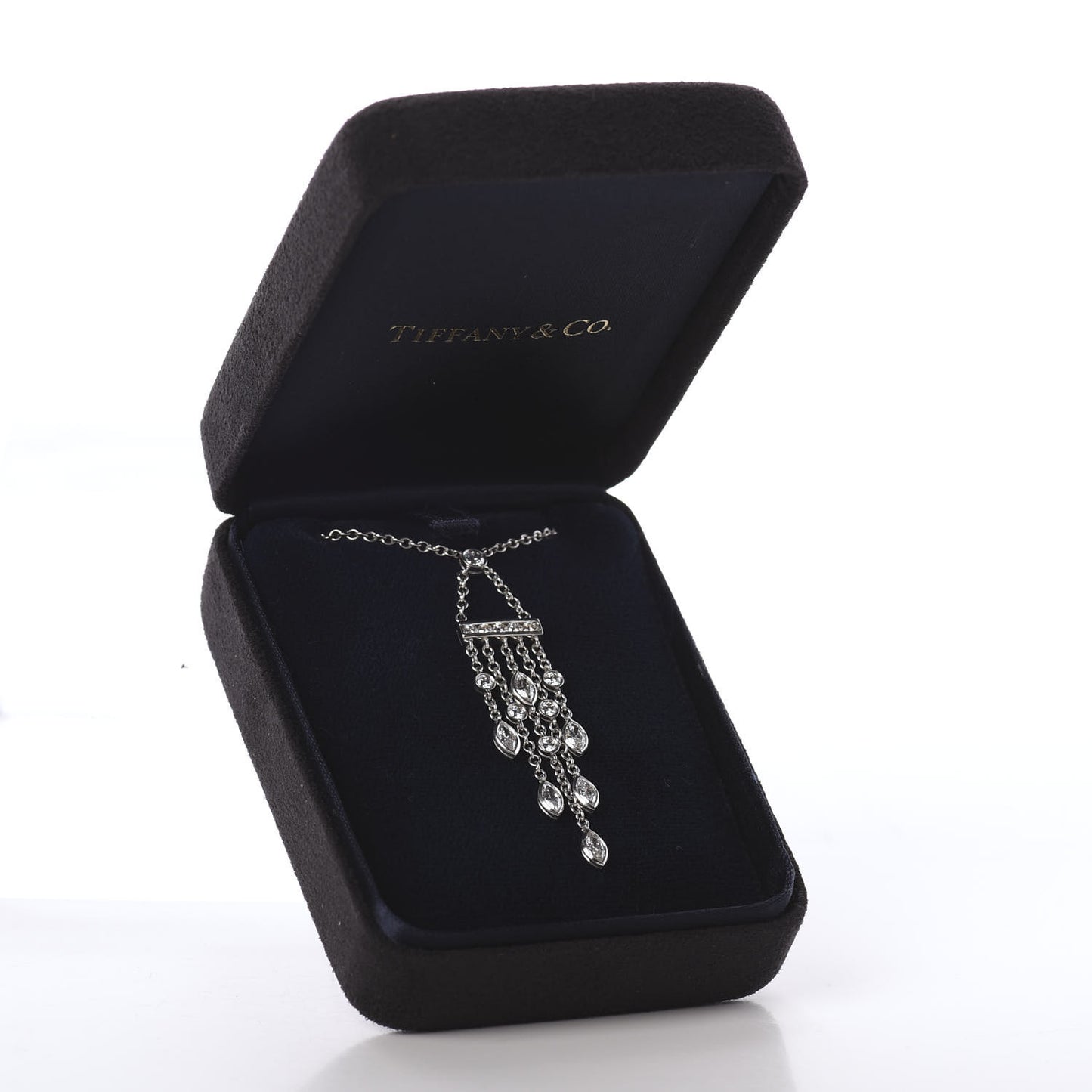 Platinum Diamond Swing Chandelier Pendant Necklace