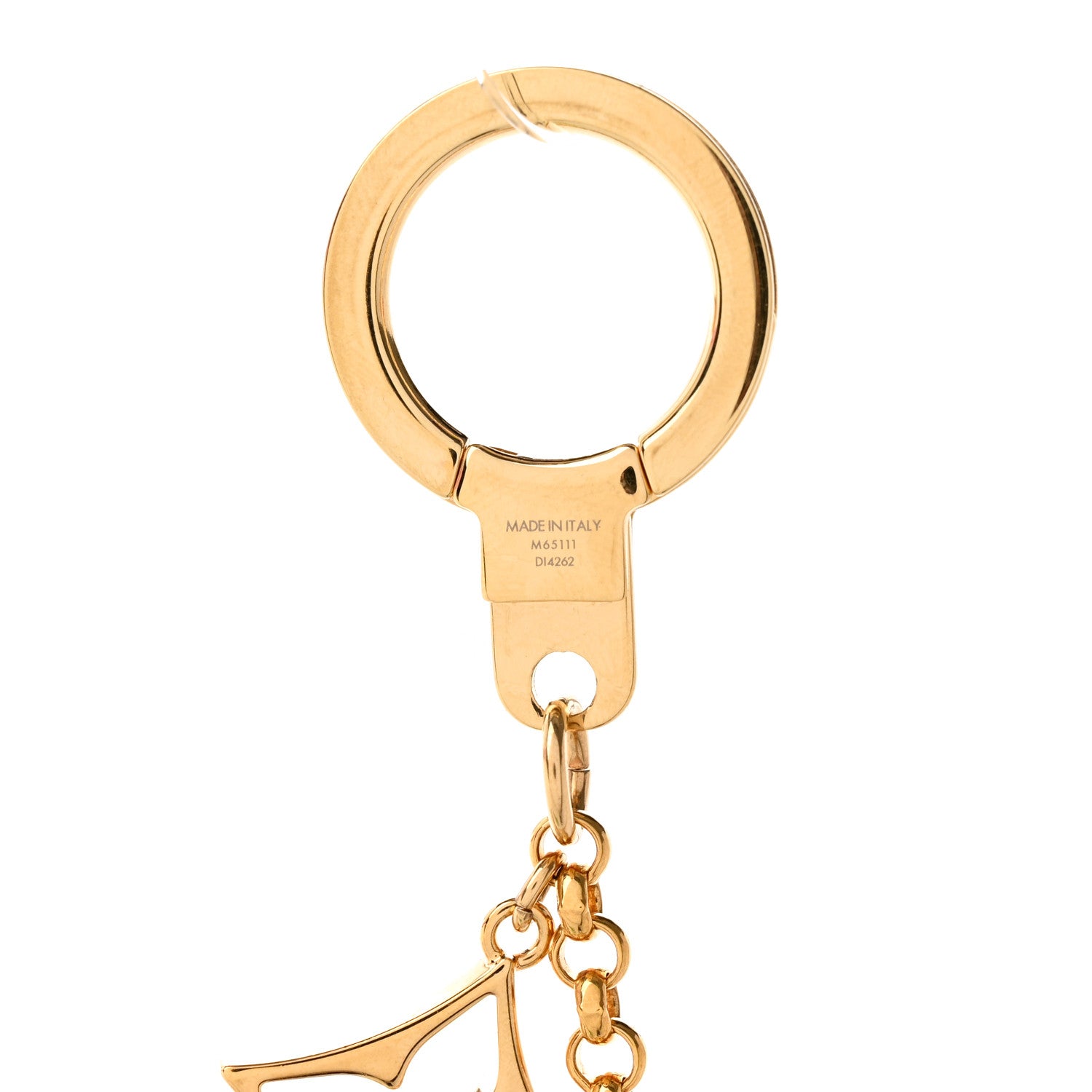Louis Vuitton Brass Enamel Fleur De Monogram Bag Charm Chain Gold 4 of 4