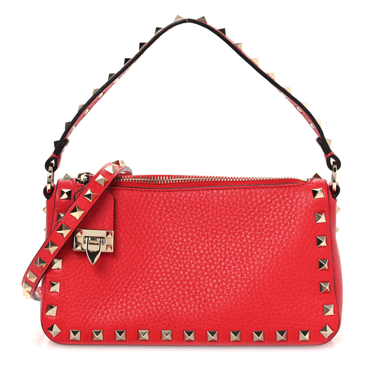Valentino Garavani Grainy Calfskin Small Rockstud Crossbody Bag Rouge Pur 1 of 9