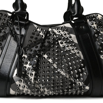 Burberry Nylon Beat Check Studded Satchel Black 9 of 18