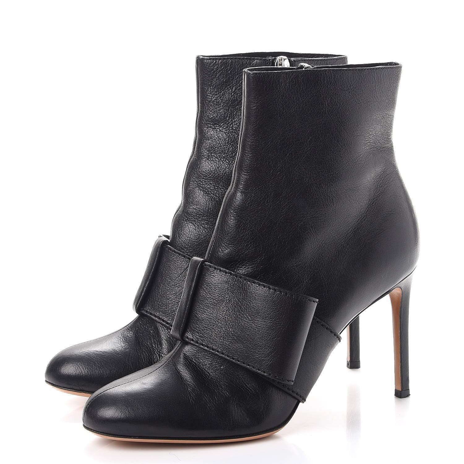 Valentino Garavani Calfskin Bow Ankle Boots 40.5 Black 3 of 14