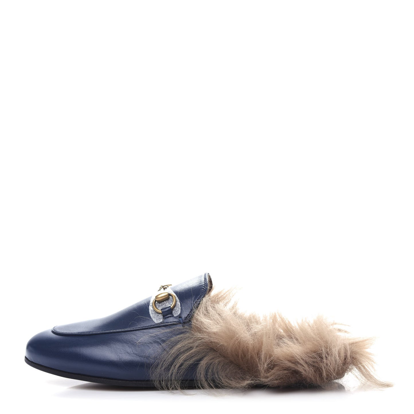 Malaga Kid Fur Womens Princetown Slippers 37 Blue Agata