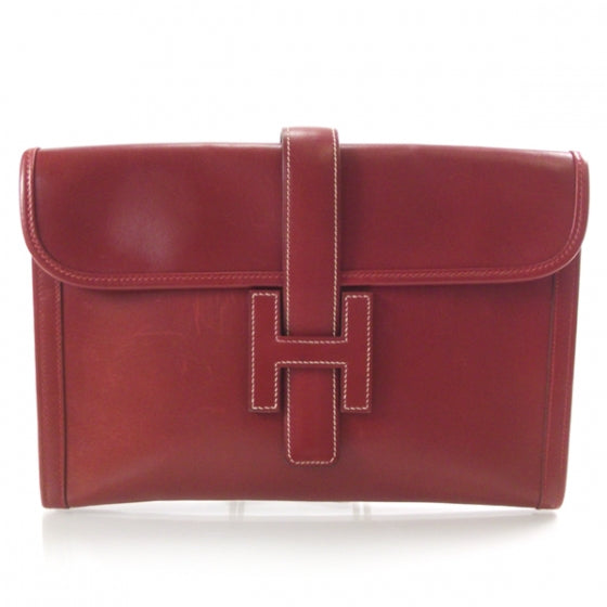 Hermes Box Leather Jige Clutch Rouge 1 of 10