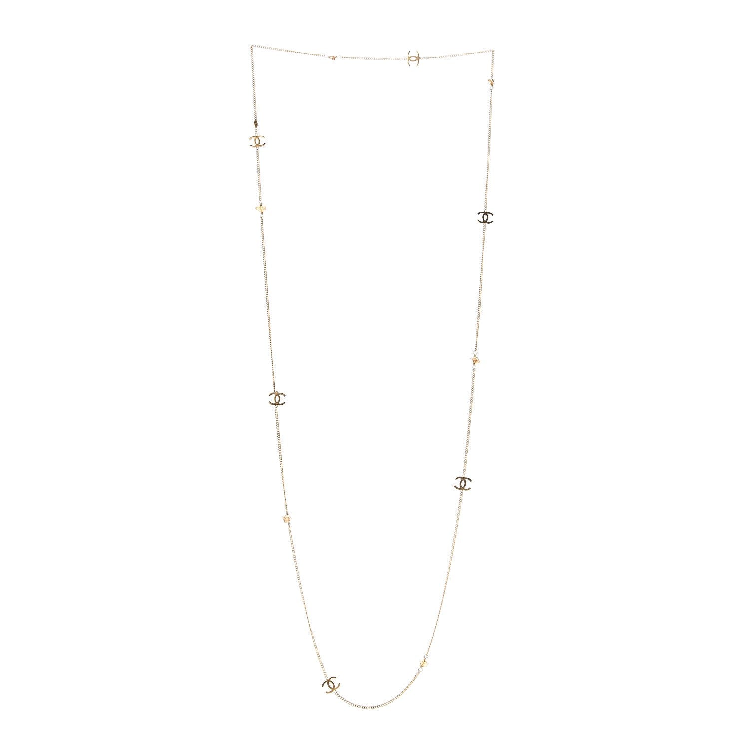 Chanel Stone CC Long Chain Necklace Gold 3 of 3