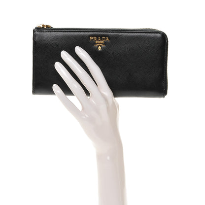 Prada Saffiano Metal Zip Around Wallet Nero Black 2 of 7