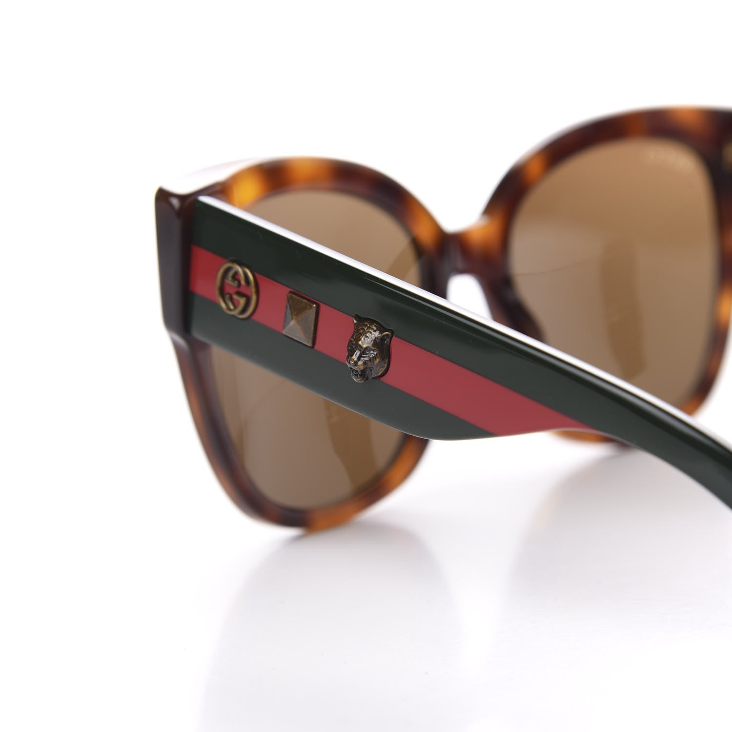 Gucci Acetate Square Frame Web Sunglasses GG0059S Tortoise 8 of 9