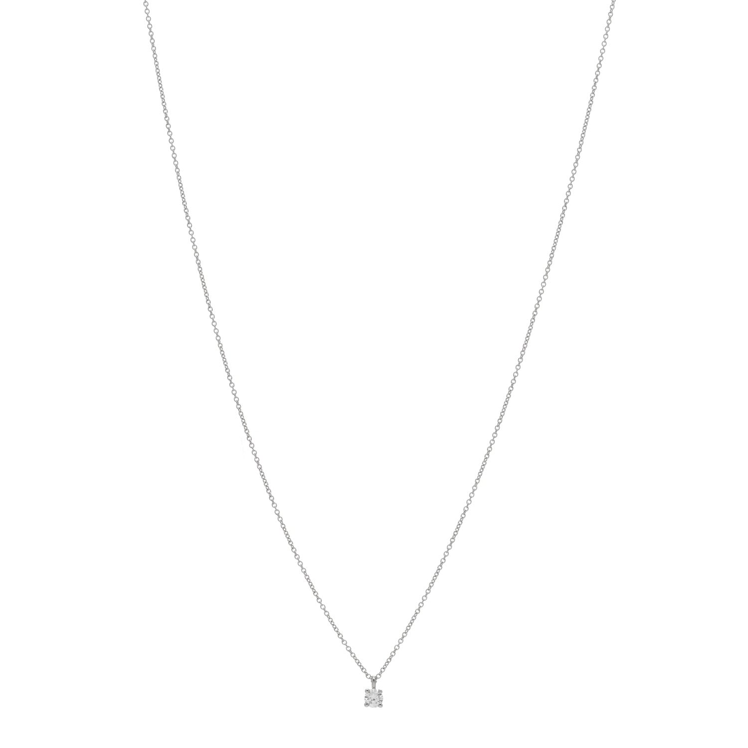Tiffany Platinum Diamond .17ct Solitaire Pendant Necklace 1 of 4