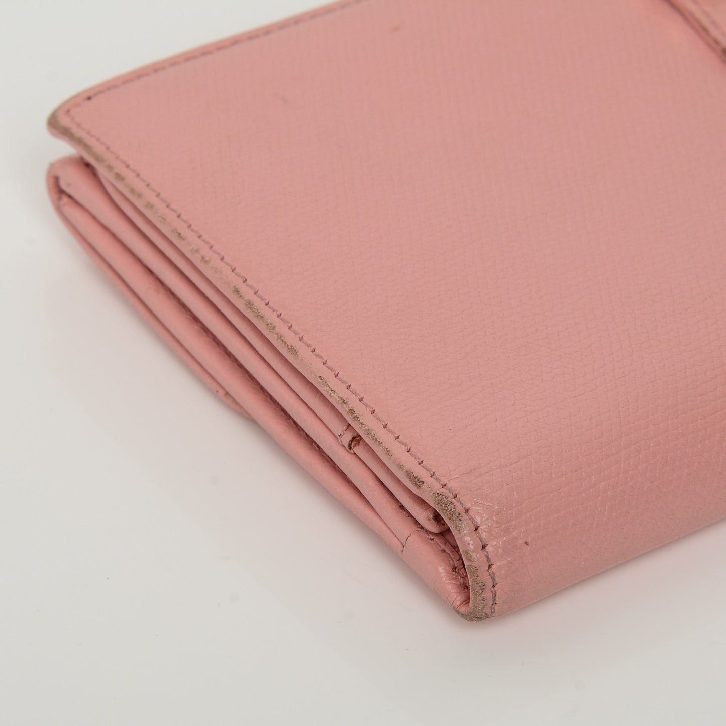 Grained Calfskin CC Button Wallet Pink