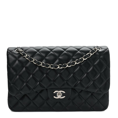 Chanel Lambskin Quilted Jumbo Double Flap Black 1 of 8
