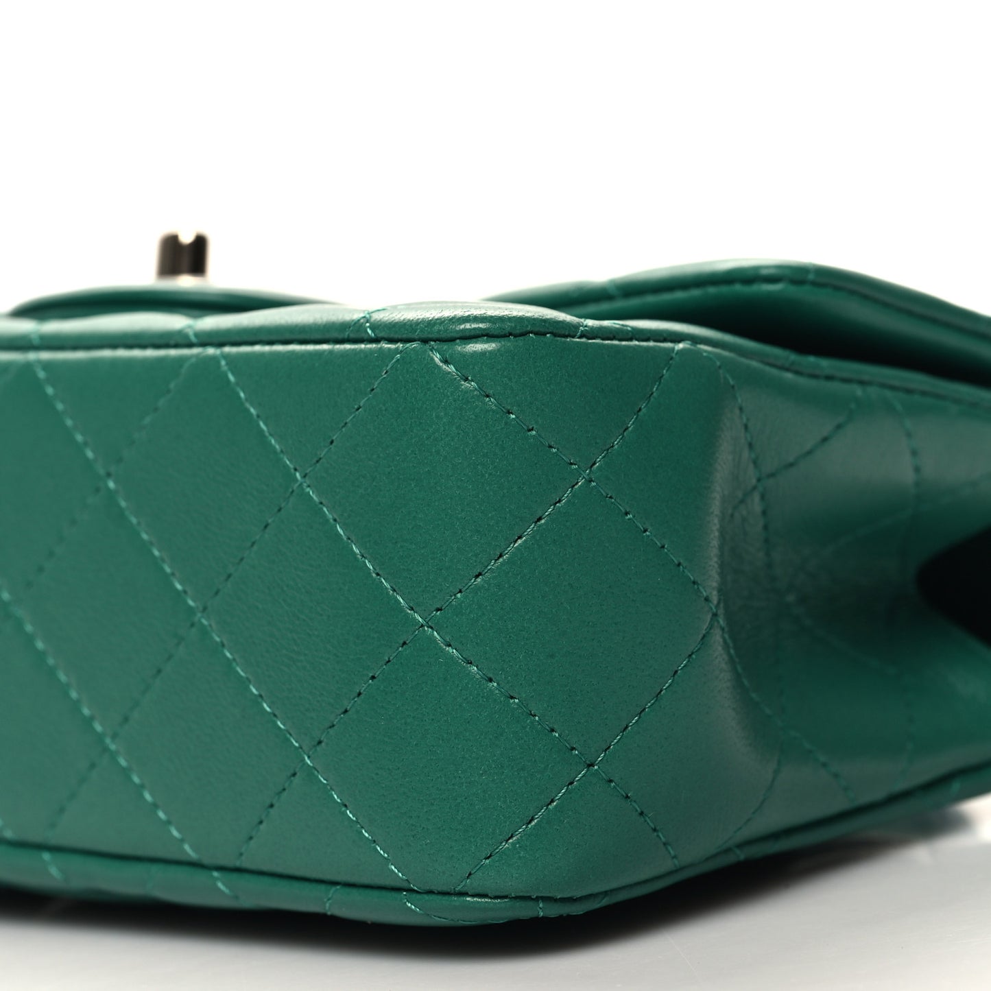 Lambskin Quilted Mini Top Handle Rectangular Flap Green