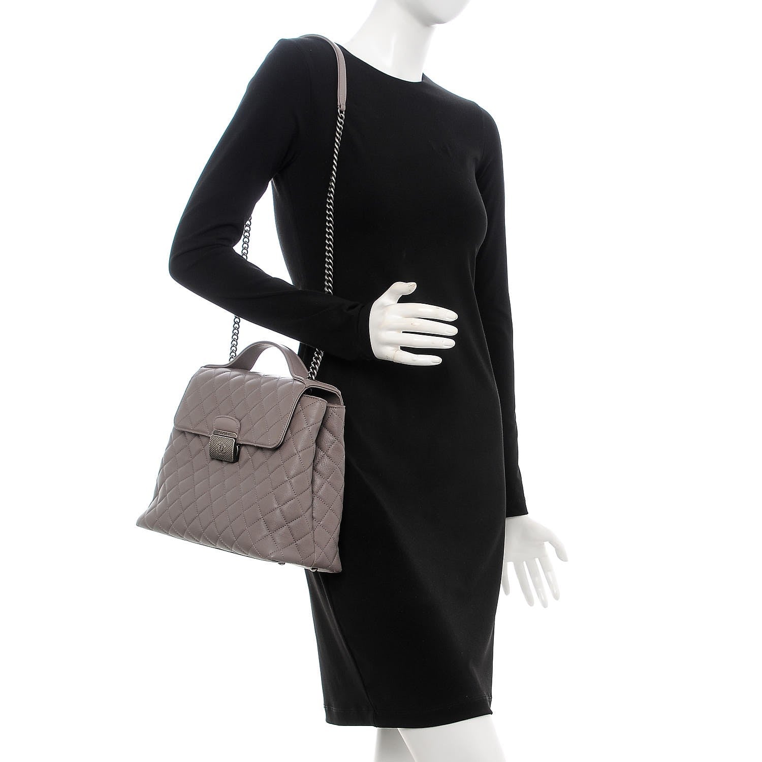 Chanel Goatskin Quilted Small CC University Shopping Tote Grey 2 of 8