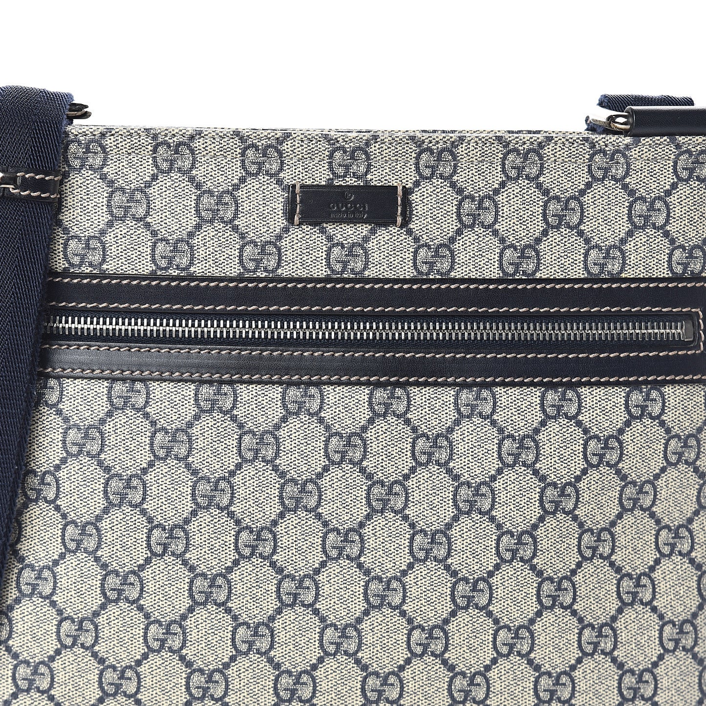 GG Supreme Monogram Small Flat Side Zip Messenger Bag Beige Blue