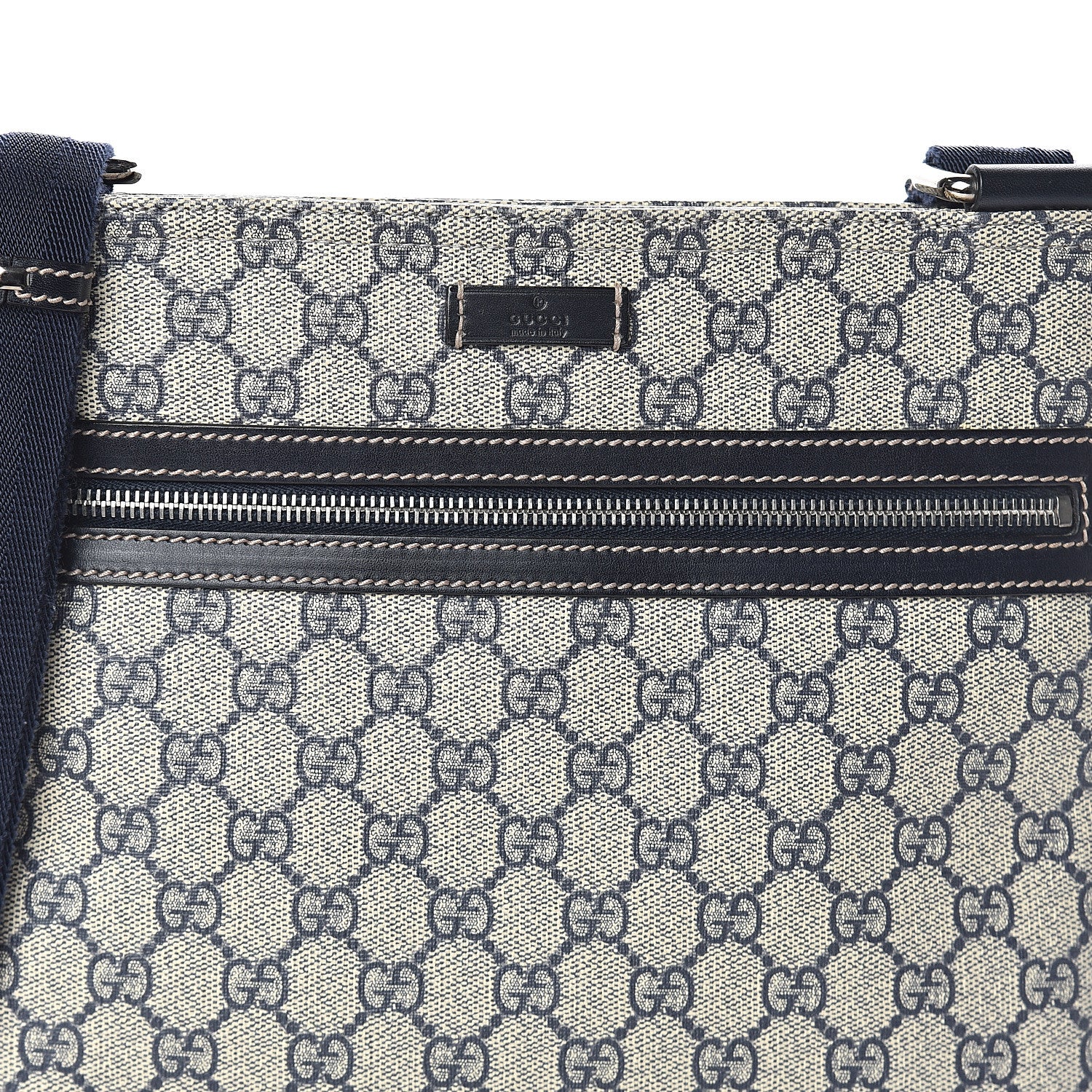 Gucci GG Supreme Monogram Small Flat Side Zip Messenger Bag Beige Blue 6 of 8