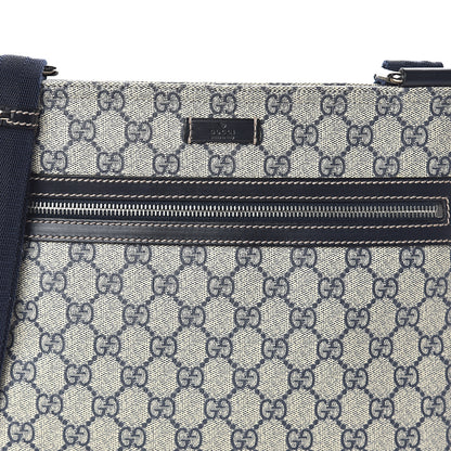Gucci GG Supreme Monogram Small Flat Side Zip Messenger Bag Beige Blue 6 of 8