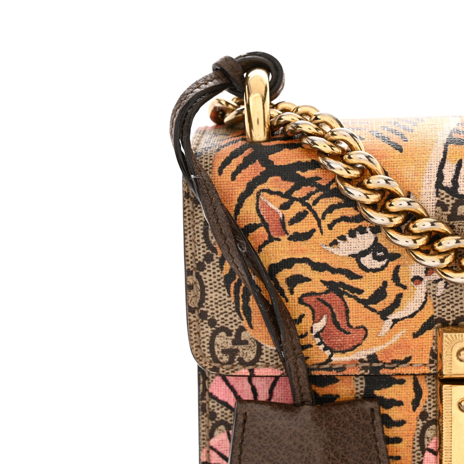 Gucci GG Supreme Monogram Bengal Small Padlock Shoulder Bag Beige Pink 13 of 14