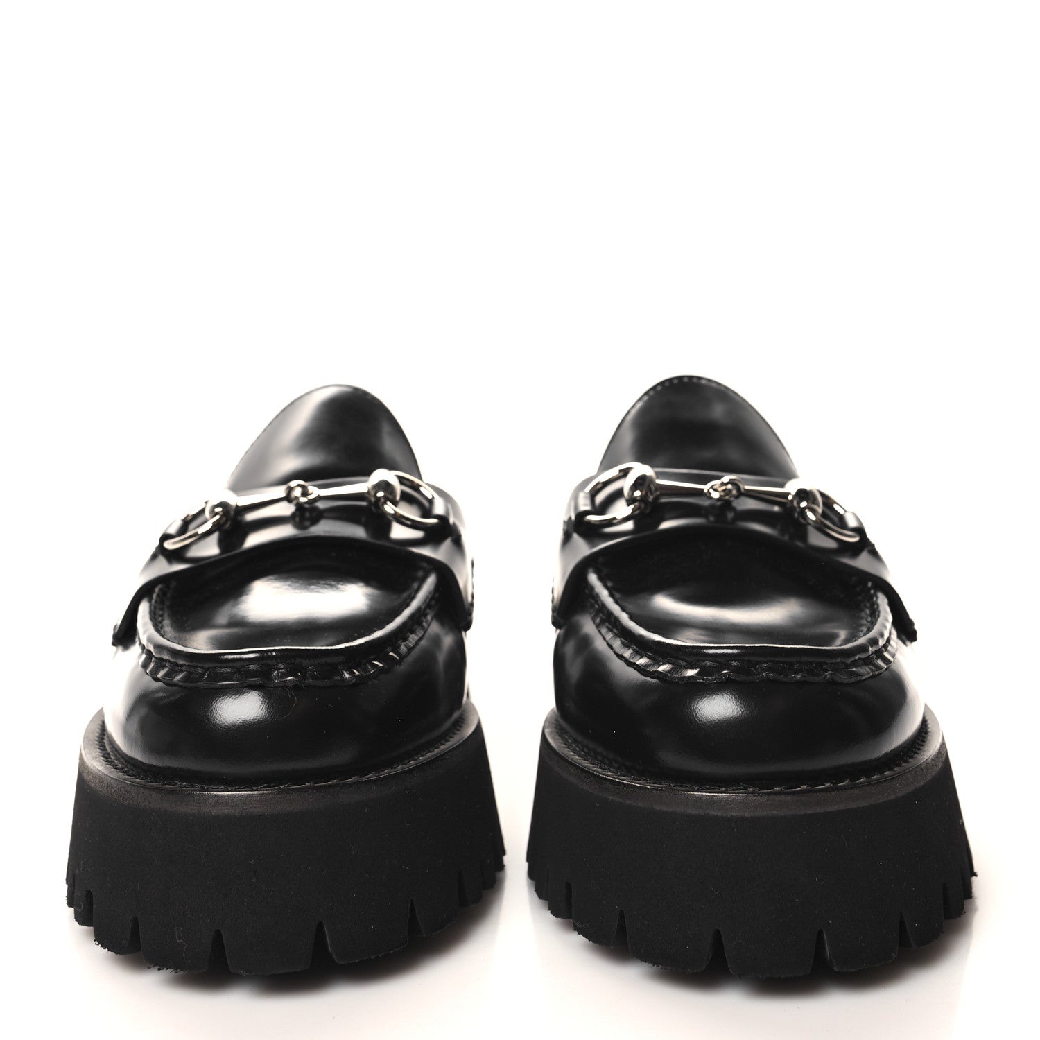 Gucci Magnum Calfskin Womens Horsebit Platform Mules 38 Black 2 of 9