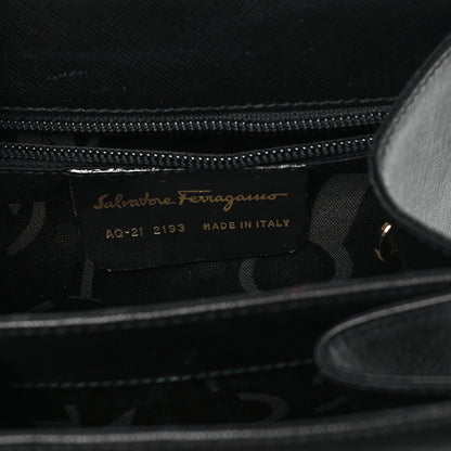 Salvatore Ferragamo Hammered Calfskin Small Iconic Top Handle Bag Black 7 of 12