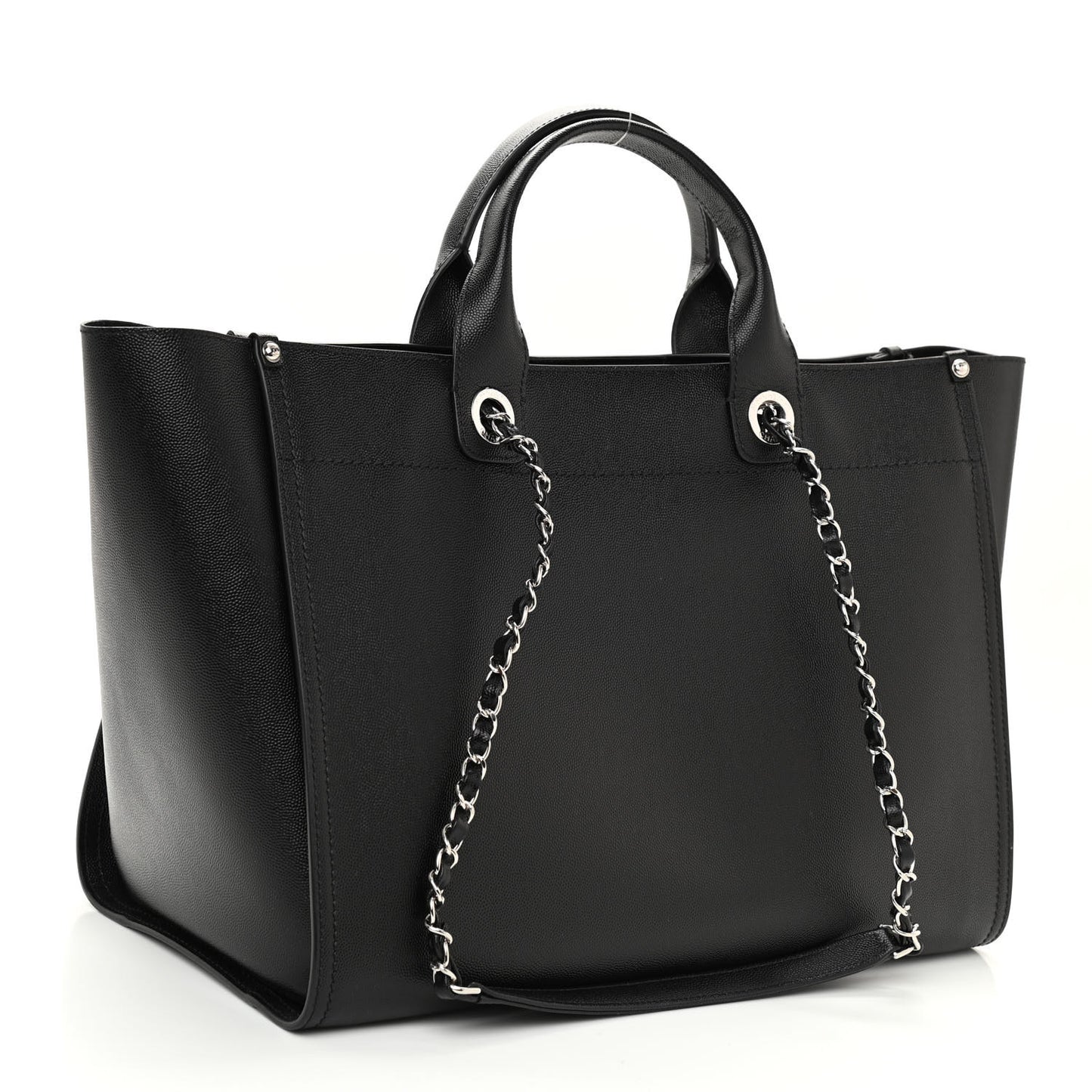 Caviar Medium Studded Deauville Tote Black