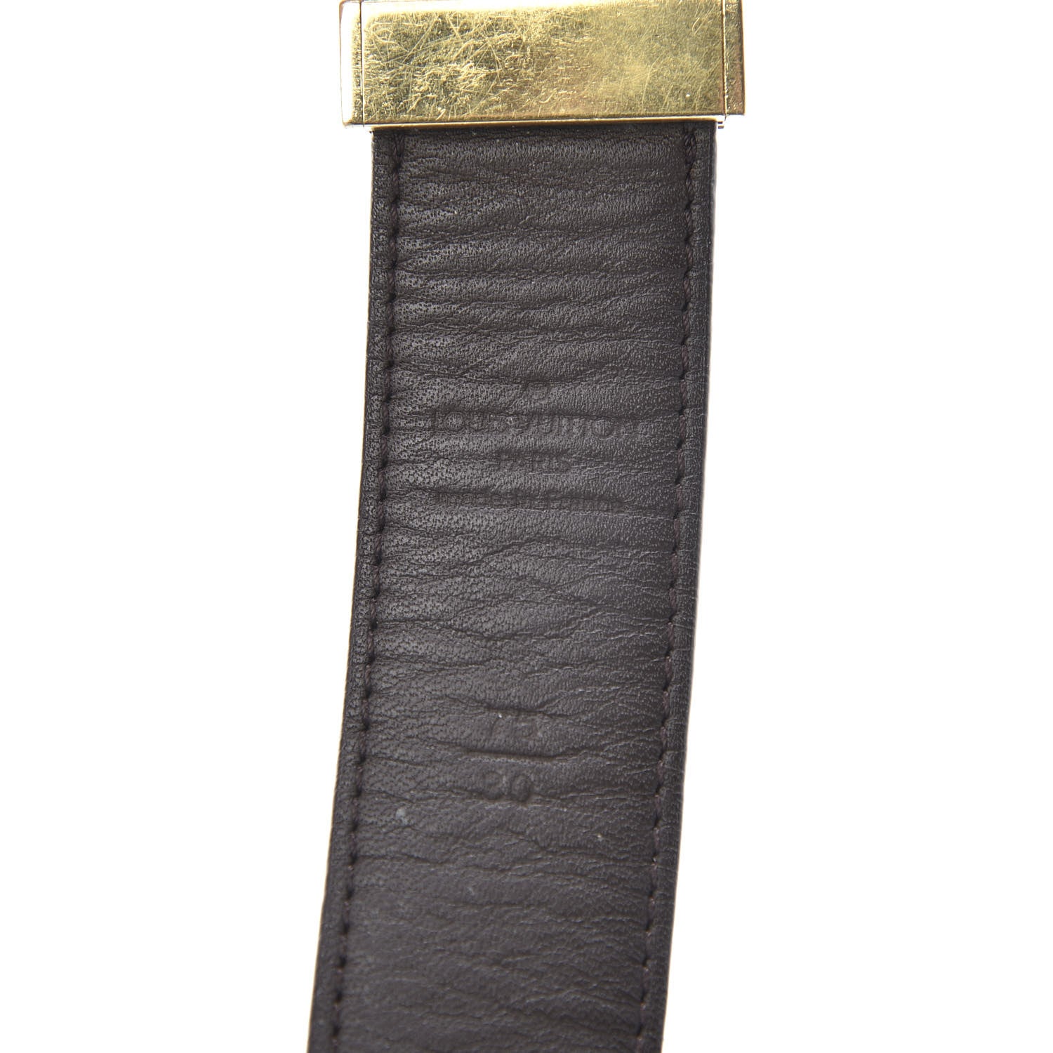 Louis Vuitton Damier Ebene LV Paris Buckle Belt 75 30 Gold 3 of 9