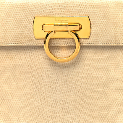 Salvatore Ferragamo Lizard Iconic Small Top Handle Bag Biege 8 of 15