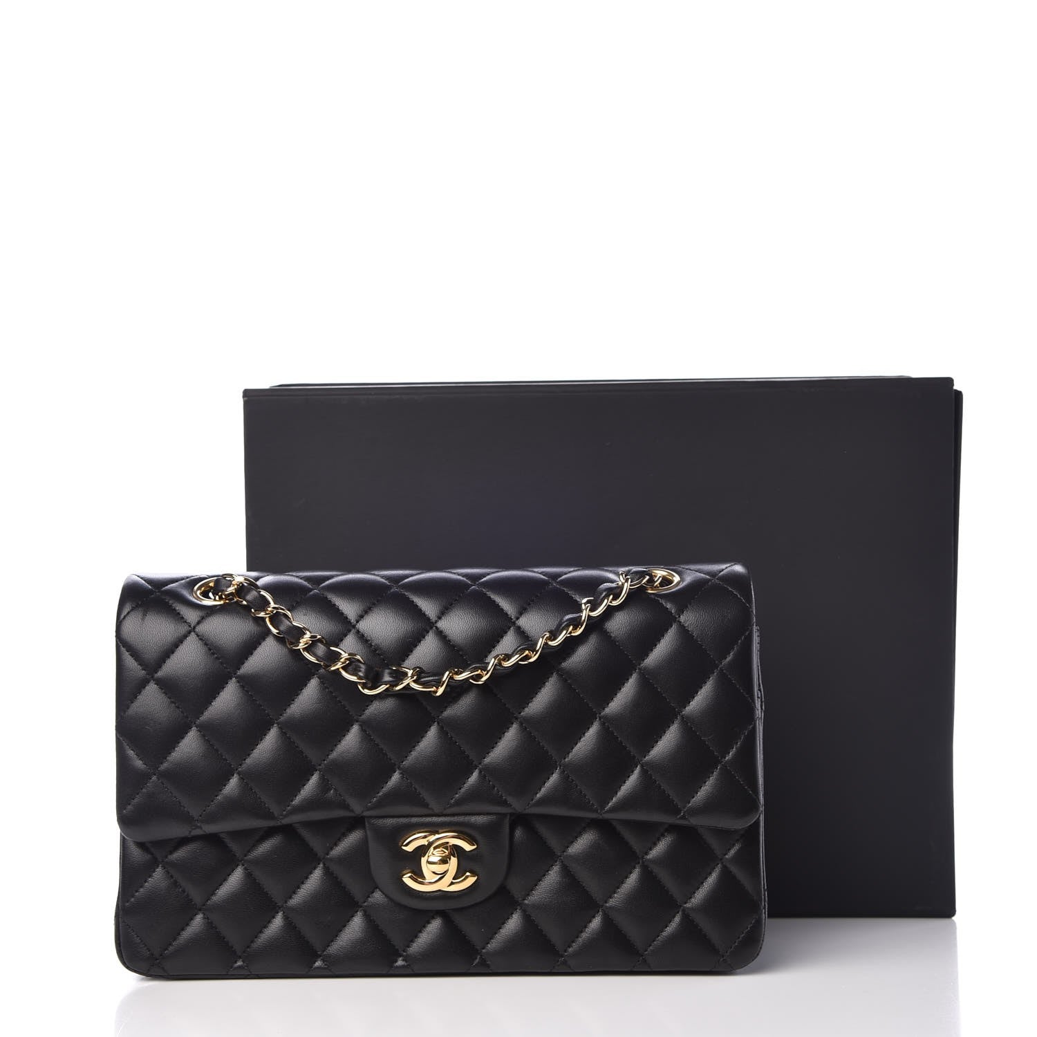 Chanel Lambskin Quilted Medium Double Flap Black 9 of 9