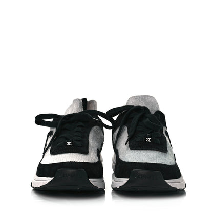 Chanel Fabric Suede Calfskin CC Sneakers 42 White Black 2 of 6