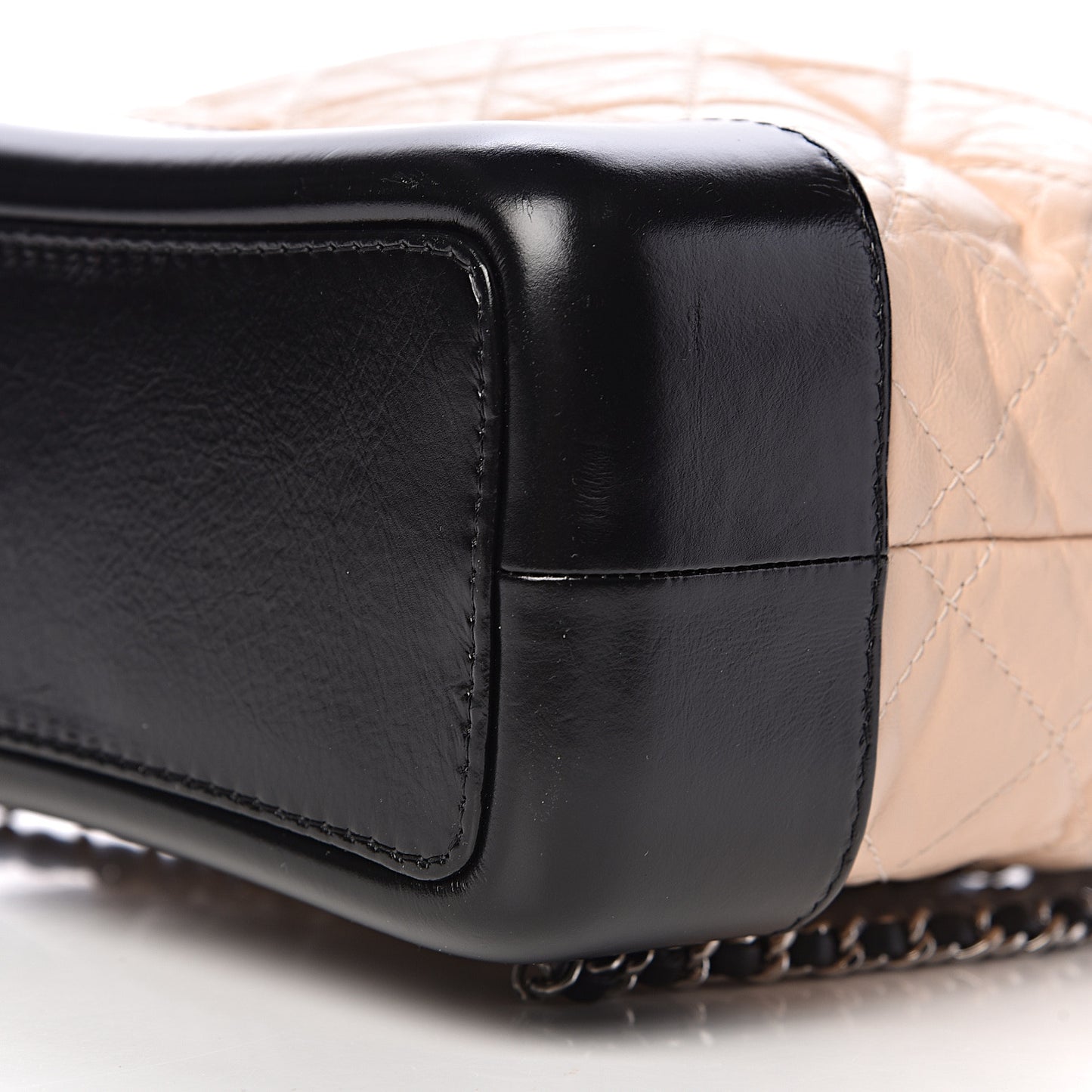 Aged Calfskin Quilted Small Gabrielle Backpack Beige Black