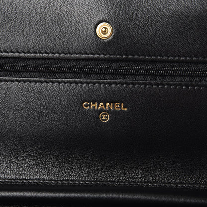 Chanel Lambskin Quilted Wallet On Chain WOC Black 9 of 11